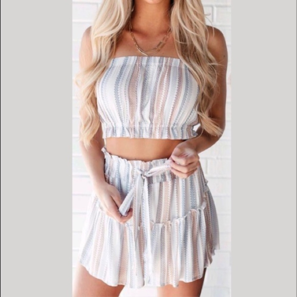 American Threads Boho Striped Two Piece Set